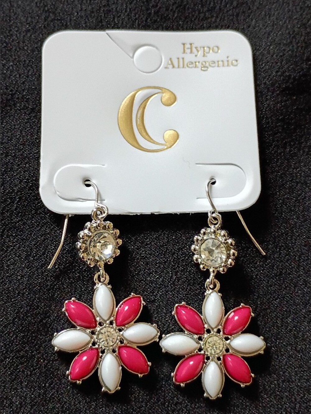 Flower Earrings Pink White Dangle Drop Floral Statement Fashion Jewelry Boho New
